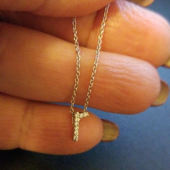 CHOICE OF: Petite Initials "d" "p" and "r" SS/Diamonique with Chain - Picture 3 of 5